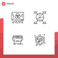 Set of 4 Vector Filledline Flat Colors on Grid for computer bucket graphic graphical wash Editable Vector Design Elements