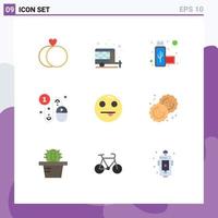 9 Thematic Vector Flat Colors and Editable Symbols of happy emojis port pay per click click Editable Vector Design Elements