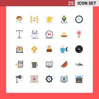 Set of 25 Vector Flat Colors on Grid for circle arrow notification recording microphone Editable Vector Design Elements
