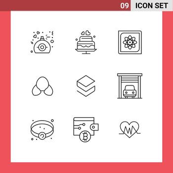 9 User Interface Outline Pack of modern Signs and Symbols of clothing bikini computation beach future Editable Vector Design Elements