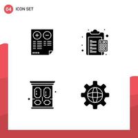 Group of Modern Solid Glyphs Set for pros payable plus calculator vintage Editable Vector Design Elements