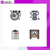 Group of 4 Filledline Flat Colors Signs and Symbols for art test hobbies greek ecommerce Editable Vector Design Elements