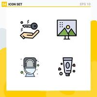 4 User Interface Filledline Flat Color Pack of modern Signs and Symbols of house commode altering image photo editing toilet Editable Vector Design Elements