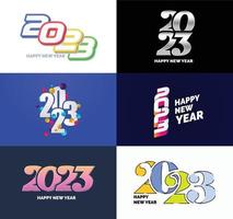 Big Collection of 2023 Happy New Year symbols Cover of business diary for 2023 with wishes vector