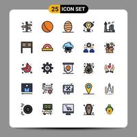 Modern Set of 25 Filled line Flat Colors and symbols such as city building baking idea eye Editable Vector Design Elements