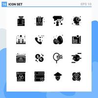 16 Creative Icons Modern Signs and Symbols of head analysis study design creative Editable Vector Design Elements