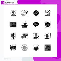 16 Thematic Vector Solid Glyphs and Editable Symbols of game management basic growth business Editable Vector Design Elements