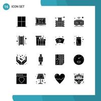 Modern Set of 16 Solid Glyphs and symbols such as wifi internet good clock hospital Editable Vector Design Elements