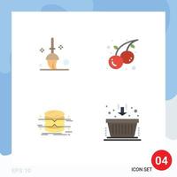 4 Universal Flat Icons Set for Web and Mobile Applications bucket architecture food cherry monitoring Editable Vector Design Elements