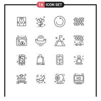 16 Creative Icons Modern Signs and Symbols of webpage wall nature bricks time machine Editable Vector Design Elements