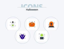 paquete de iconos planos de halloween 5 diseño de iconos. cruz de halloween avatar. sangre. calabaza. rostro vector