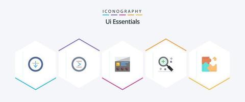 Ui Essentials 25 Flat icon pack including in. add. next. usability. prototype vector