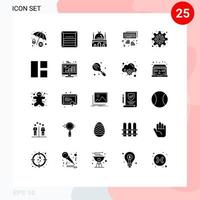 25 iconos creativos, signos y símbolos modernos de programación empresarial, construcción de teclado, lugar, elementos de diseño vectorial editables vector