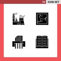 4 Creative Icons Modern Signs and Symbols of building shredder industry mirror book Editable Vector Design Elements