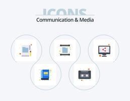 paquete de iconos planos de comunicación y medios 5 diseño de iconos. pantalla. factura. editorial. invitar. tarjeta vector