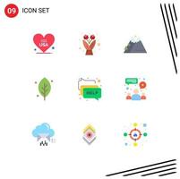Pictogram Set of 9 Simple Flat Colors of communication spring nature nature ecology Editable Vector Design Elements