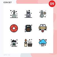 9 iconos creativos signos y símbolos modernos de cuentas interacción calculadora de temperatura simbolismo elementos de diseño vectorial editables vector