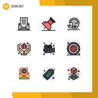 Modern Set of 9 Filledline Flat Colors and symbols such as film camera safety movie care Editable Vector Design Elements