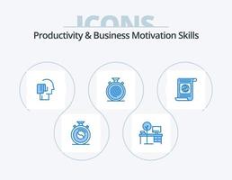 productividad y habilidades de motivación empresarial blue icon pack 5 diseño de iconos. sin escalas. ciclo. mesa. acción. calendario vector