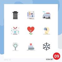 9 iconos creativos signos y símbolos modernos de amor reportero bus prensa id elementos de diseño vectorial editables vector