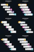 plantilla de diapositiva de presentación del paquete de infografías vectoriales 6 diagramas de ciclo de 5 pasos y líneas de tiempo vector