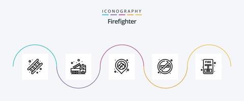 Firefighter Line 5 Icon Pack Including emergency. place. help. no. map vector