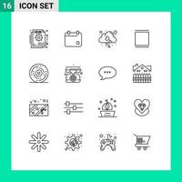 Universal Icon Symbols Group of 16 Modern Outlines of celebration sets date instagram fall Editable Vector Design Elements