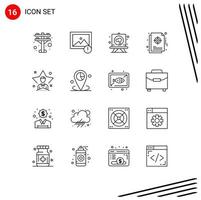 Set of 16 Modern UI Icons Symbols Signs for user bright stationery target management Editable Vector Design Elements