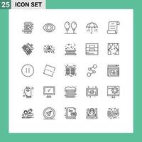 Universal Icon Symbols Group of 25 Modern Lines of broadcast log balloon document weather Editable Vector Design Elements