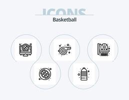 paquete de iconos de línea de baloncesto 5 diseño de iconos. baloncesto. nba mirar. terrestre. Corte vector