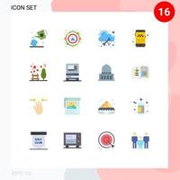 Set of 16 Modern UI Icons Symbols Signs for love transport database taxi app Editable Pack of Creative Vector Design Elements