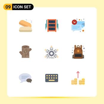 paquete de interfaz de usuario de 9 colores planos básicos de elementos de diseño de vector editables de tiempo de madera de burbuja de grupo