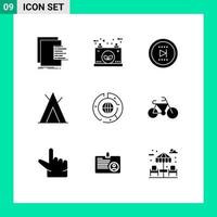 9 Creative Icons Modern Signs and Symbols of big tent power camp online Editable Vector Design Elements