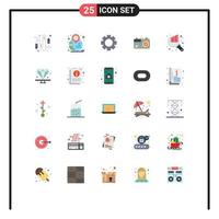 25 Universal Flat Color Signs Symbols of chart picture location image camera Editable Vector Design Elements