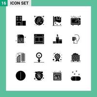 Stock Vector Icon Pack of 16 Line Signs and Symbols for layout sim leaf mobile tv Editable Vector Design Elements