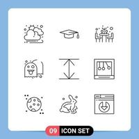 paquete de iconos de vector de stock de 9 signos y símbolos de línea para newton calm table expandir elementos de diseño de vector editables divertidos