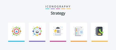 Strategy Flat 5 Icon Pack Including contacts. time. analysis. task. list. Creative Icons Design vector