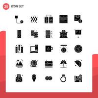 Editable Vector Line Pack of 25 Simple Solid Glyphs of box website banking web wallet Editable Vector Design Elements