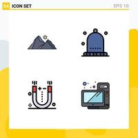 User Interface Pack of 4 Basic Filledline Flat Colors of hill attraction mountain hat physics Editable Vector Design Elements