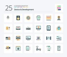 Device And Development 25 Flat Color icon pack including blue. network. cd . hardware. mobile vector