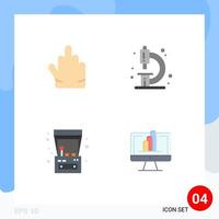 Mobile Interface Flat Icon Set of 4 Pictograms of fingers fun biology lab play Editable Vector Design Elements