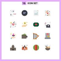 Group of 16 Modern Flat Colors Set for dollar lemon document drink heart protection Editable Pack of Creative Vector Design Elements