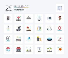 Water Park 25 Flat Color icon pack including ice cream. park. park. water. park vector