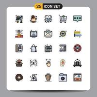 Set of 25 Modern UI Icons Symbols Signs for bubble cart drink buy marriage Editable Vector Design Elements