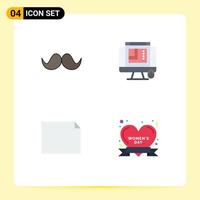 Stock Vector Icon Pack of 4 Line Signs and Symbols for moustache document male web designing landscape Editable Vector Design Elements