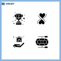 Editable Vector Line Pack of 4 Simple Solid Glyphs of achievement boat heart building Layer 1 Editable Vector Design Elements