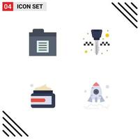 Group of 4 Flat Icons Signs and Symbols for document medical equipment taxi business Editable Vector Design Elements