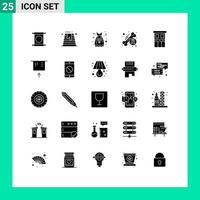 User Interface Pack of 25 Basic Solid Glyphs of architecture day clothes cancer awareness Editable Vector Design Elements