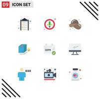 Modern Set of 9 Flat Colors Pictograph of gdpr packing beach surprize summer Editable Vector Design Elements