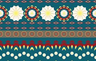tela de flores de colores. patrón étnico geométrico en el diseño de fondo oriental tradicional para alfombra, papel pintado, ropa, envoltura, batik, estilo de bordado de ilustración vectorial. vector